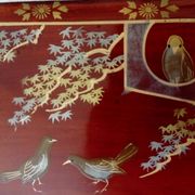 Small lacquered wooden box or jewelry box decorated with birds and branches. China? Japan?