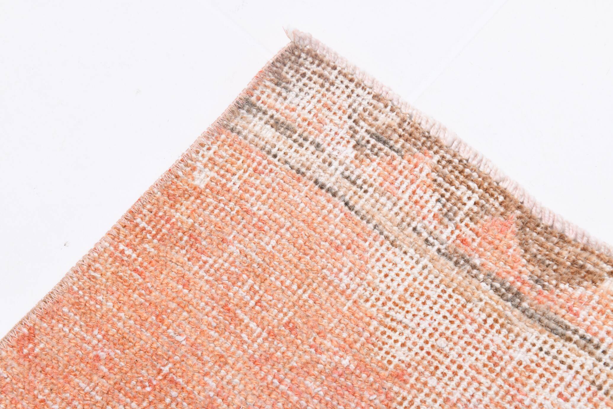 Turkish Salmon Brown Vintage Runner Rug, 91x362Cm