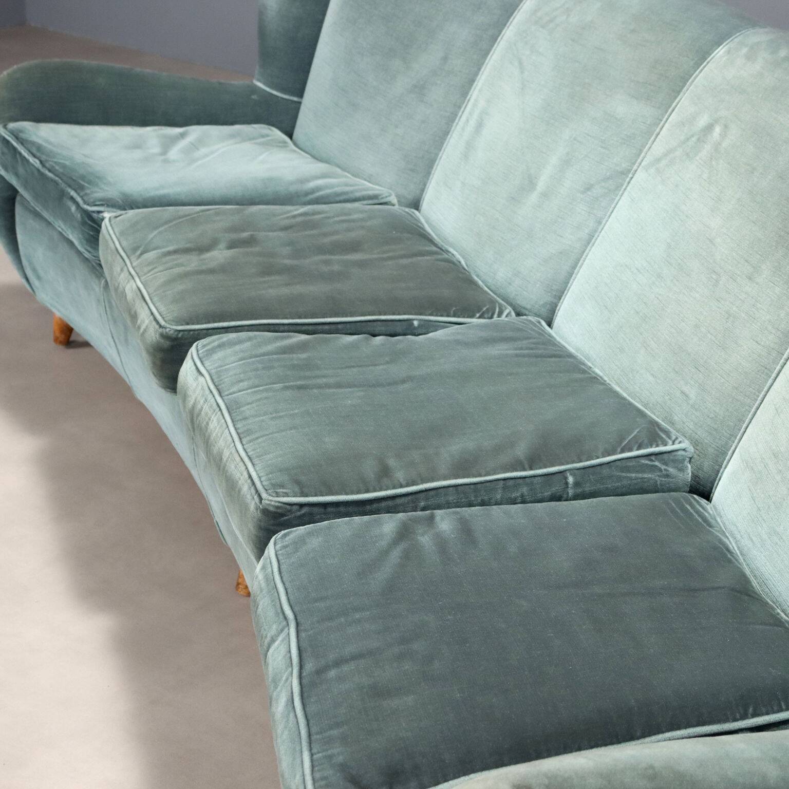 Original vintage designer bean-shaped velvet sofa from the 1950s-60s
