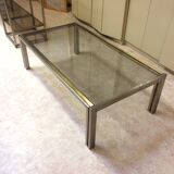 Coffee table with square tubular structure and smoked glass - 1970