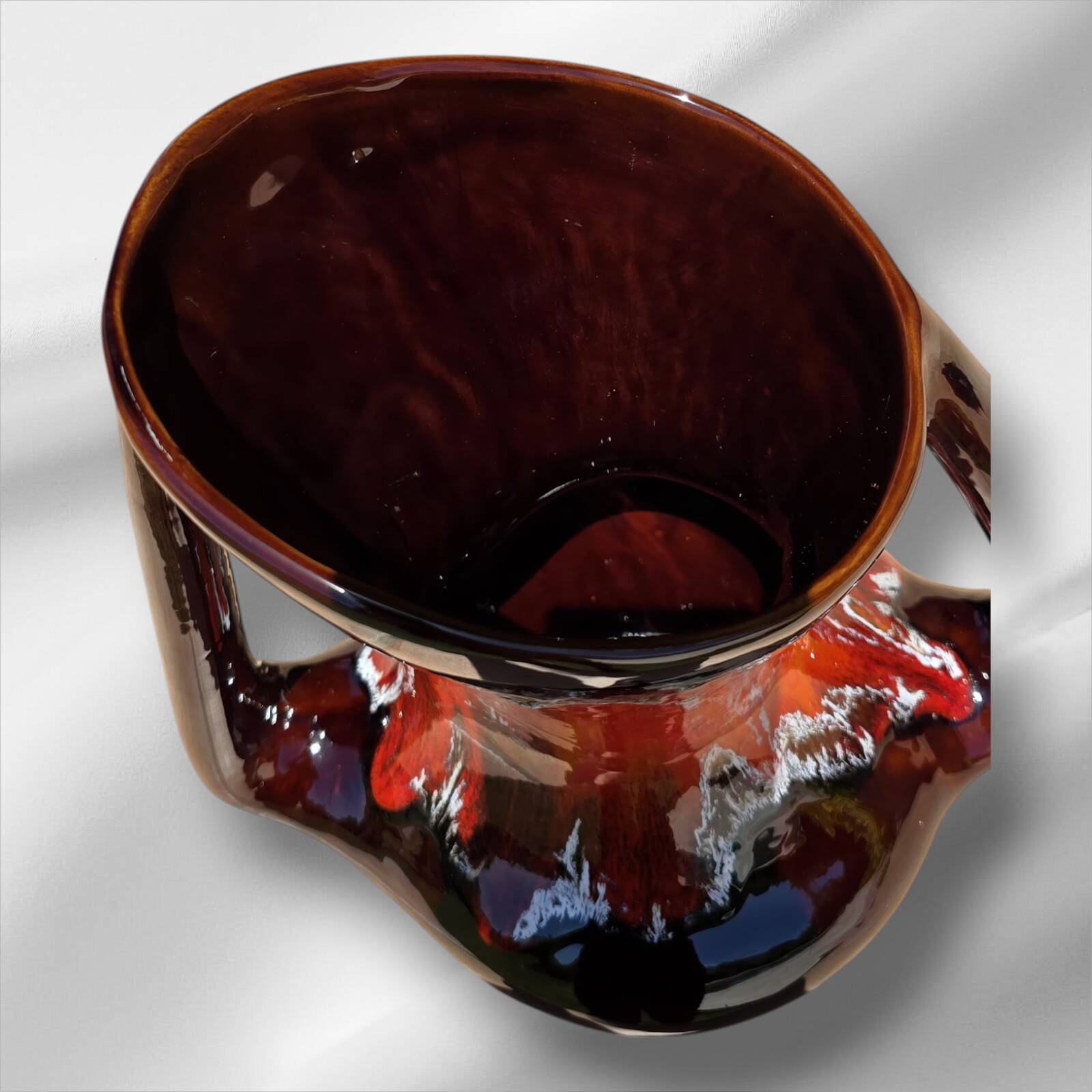 Abstract shaped Vallauris majolica glazed ceramic vase, 35 cm
