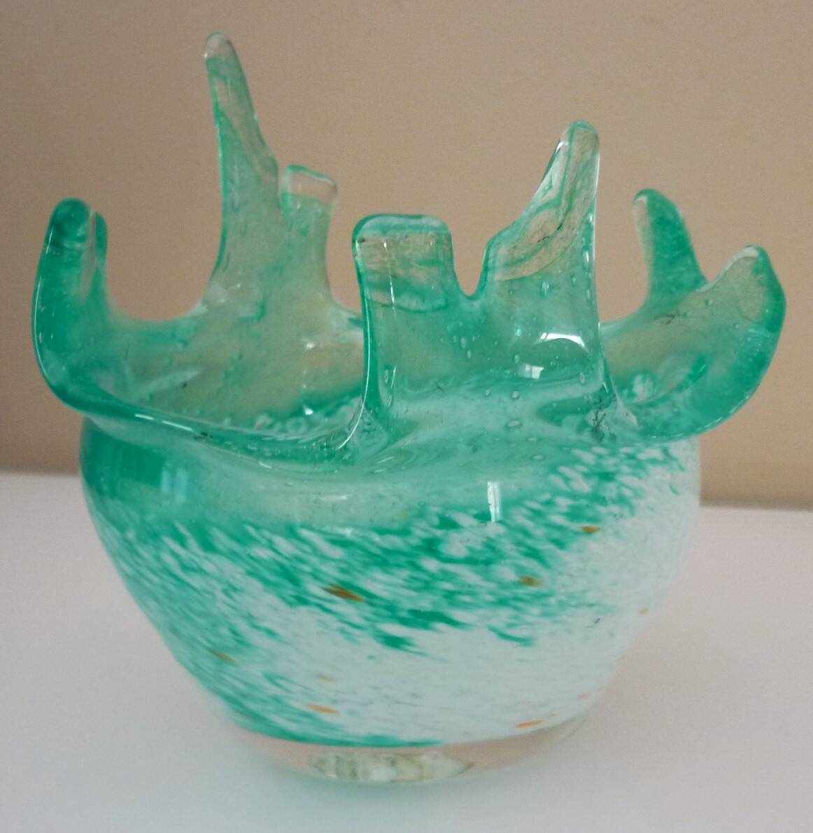 Blown glass empty pocket, thick, free-form, 80s design