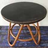 Gueridon, vintage two-coloured rattan coffee table