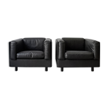 Pair of leather and leather armchairs by Zanotta Italia Anni '80