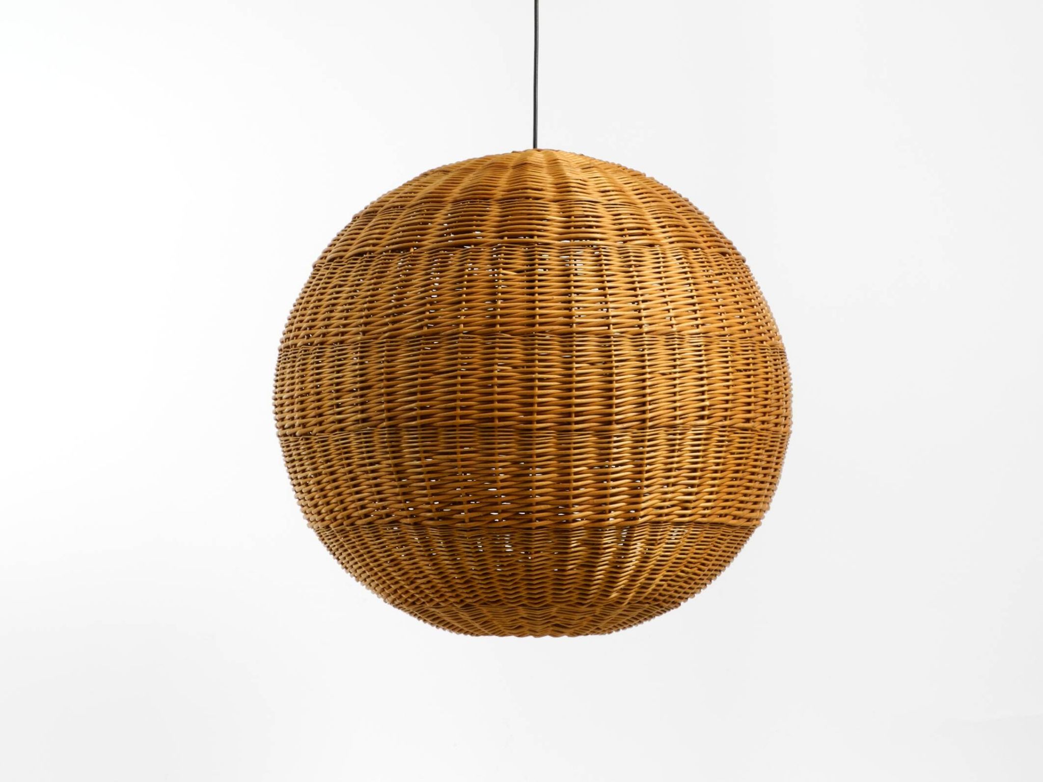 Very rare original XXL rattan ball pendant lamp | Mid Century Modern | Ø 66