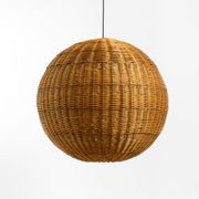 Very rare original XXL rattan ball pendant lamp | Mid Century Modern | Ø 66