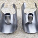 Pair of UFO wall lamps, brushed aluminum, vintage, 70s