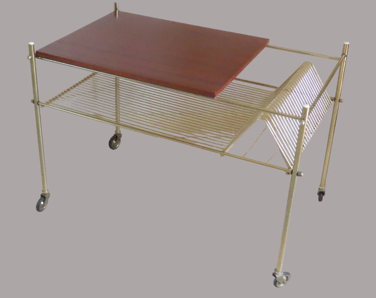 Vintage coffee table with rack Serving trolley on wheels