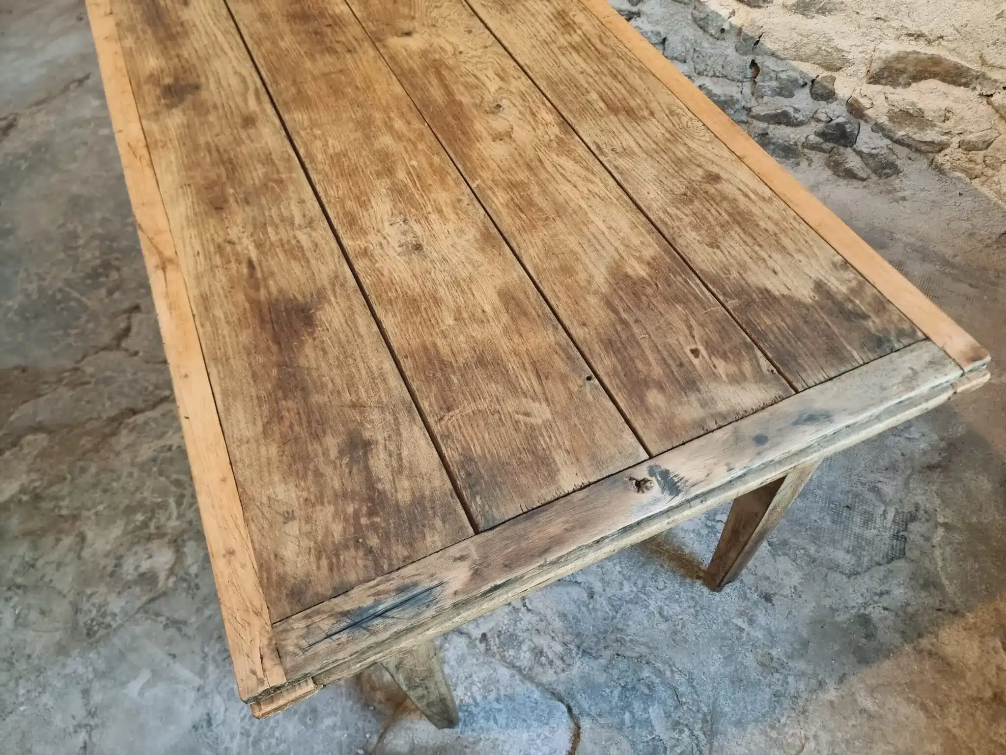 19th Century French Farmhouse Table in Chestnut Wood, Extendable to 365cm, Rustic Dining or Work Table