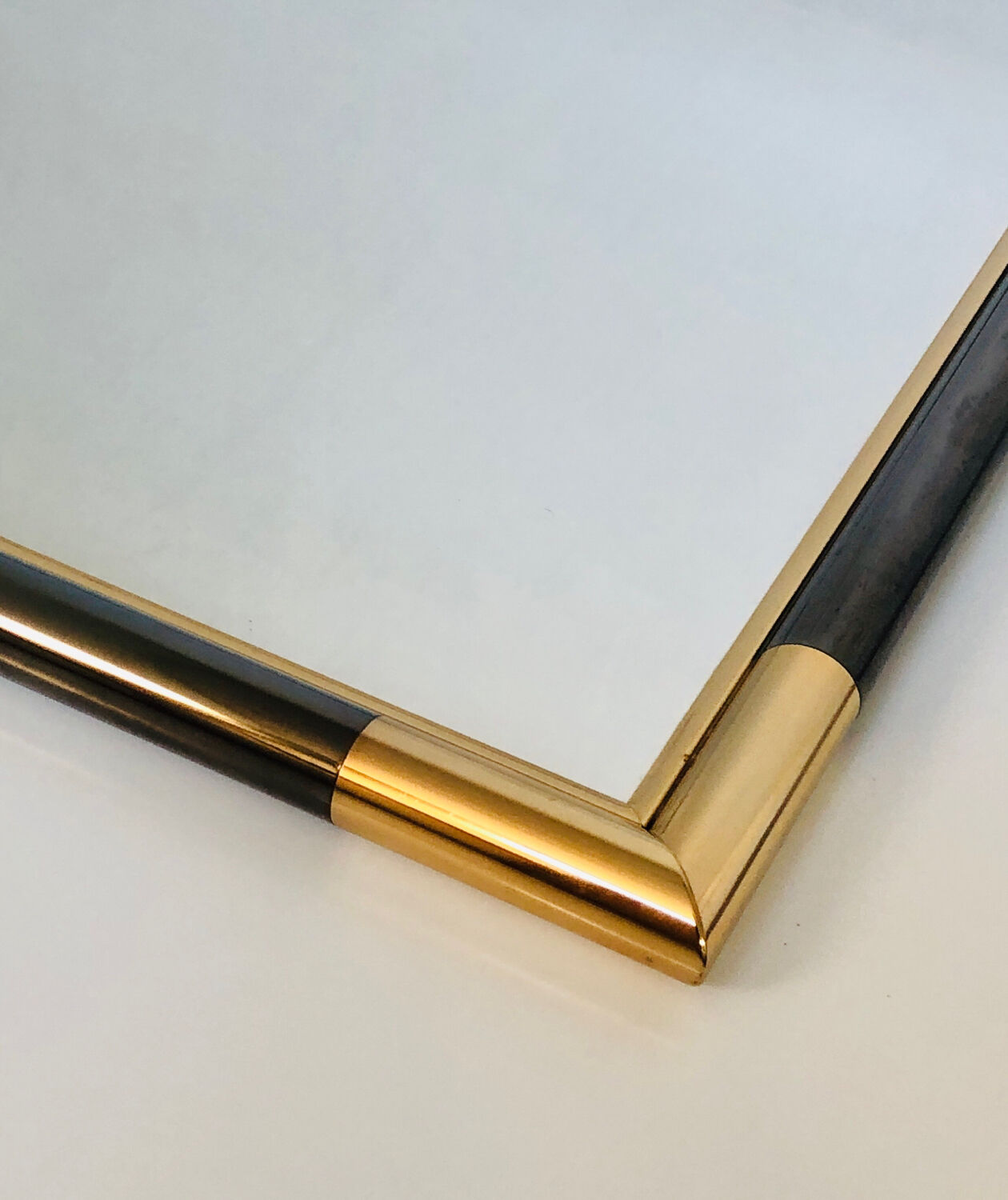 Gold and black marbled metal mirror, 1970s vintage design, Italy