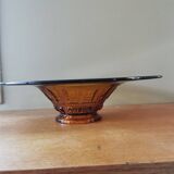 Large Amber Art Deco Glass Bowl