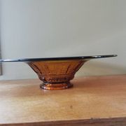 Large Amber Art Deco Glass Bowl