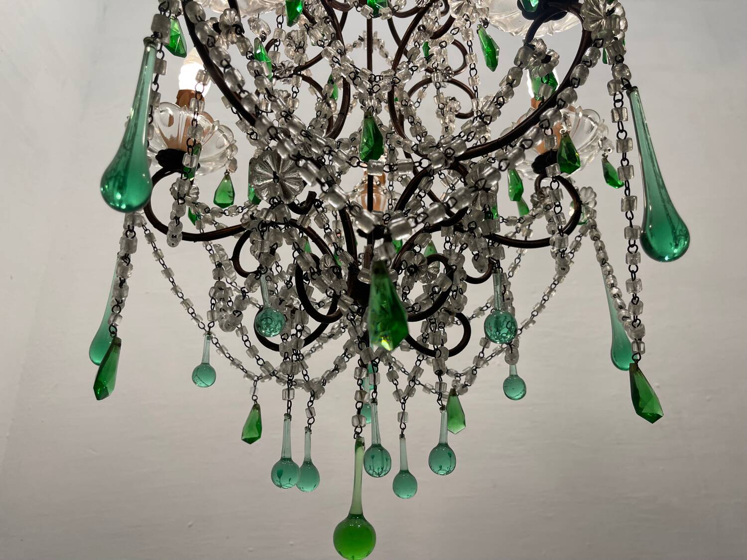 Green Murano Macaroni Chandelier 1950’s