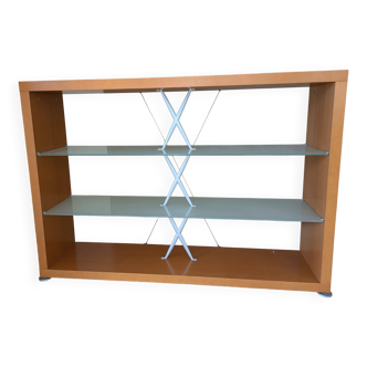 Etagère Designer Pascal Mourgue - en verre trempé et bois - Cinna Roset