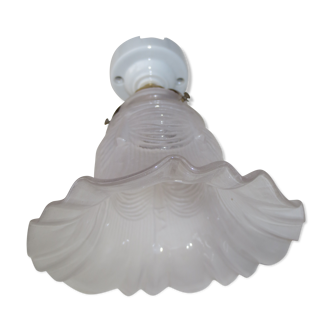 Vintage straight sconce porcelain, tulip frosted glass
