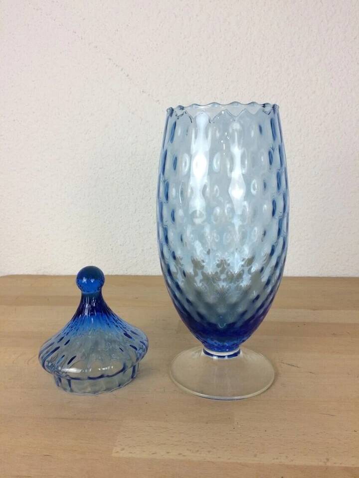 Empoli blue glass bonbonnière, vintage