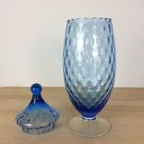 Empoli blue glass bonbonnière, vintage