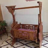 Solid teak carved swing cradle