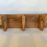Scandinavian pine coat rack with three hooks