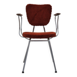 Fauteuil danois des années 1960, état d'origine, accoudoirs en bois de teck, acier chromé.