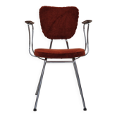 Fauteuil danois des années 1960, état d'origine, accoudoirs en bois de teck, acier chromé.