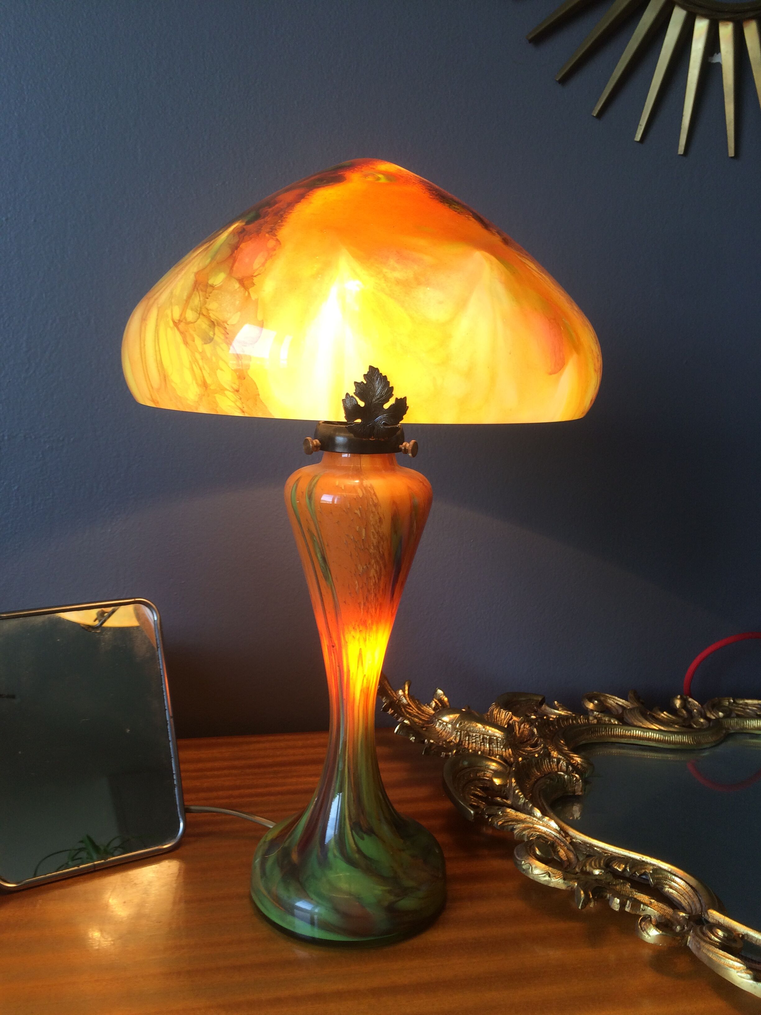 Odeon model mushroom lamp, La Rochère Glassworks France