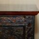Antique polychrome Tibetan altar cabinet with deer and flowers.