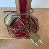 ▪️Vintage Lamp Le Dauphin Ceramic Bordeaux and Gold and Mother-of-pearl Lampshade Art Deco