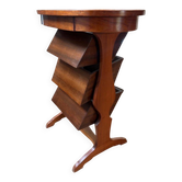 Table haricot vintage 1960 — marqueterie & rangement pivotant