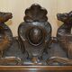 Banc Monks Antique Sculpté Lion Griffon 1860 avec Rangement