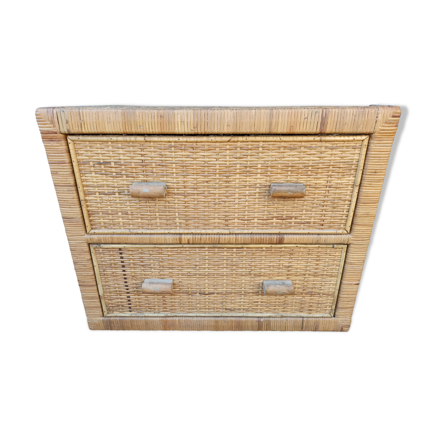 Chest of drawers rattan bamboo 2 drawers