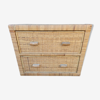 Chest of drawers rattan bamboo 2 drawers