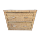 Chest of drawers rattan bamboo 2 drawers
