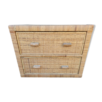 Chest of drawers rattan bamboo 2 drawers