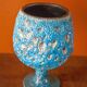 Fat Lava turquoise ceramic cup, blue crater ceramic vase, turquoise emaux, chalice, Cyclops