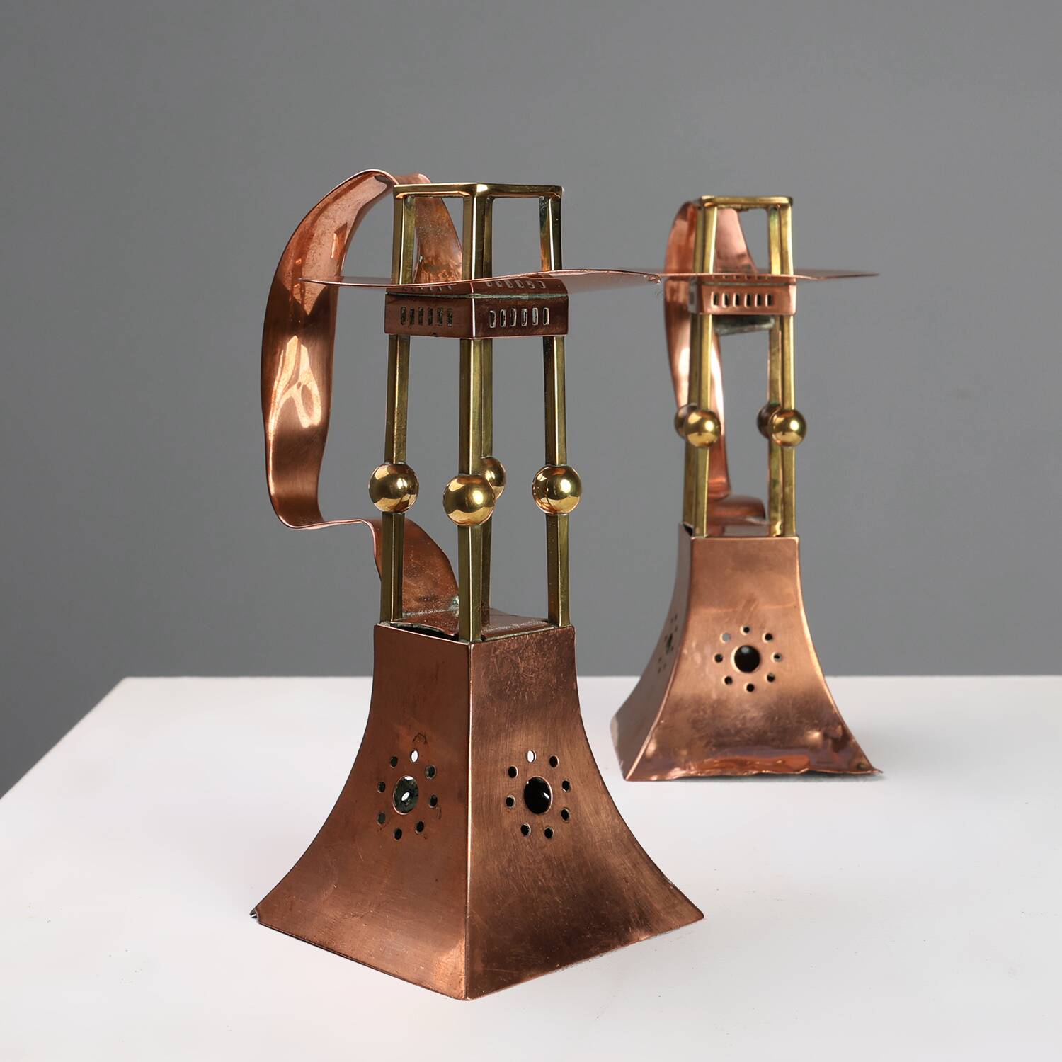 Pair of copper Table Candlesticks by Carl Deffner, Germany ca 1910