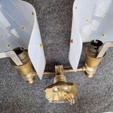 Pair of plastic and brass wall lights from the 60s/70s