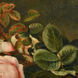Tableau peinture du xixe "bouquet de roses"