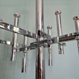Large geometric chandelier in chromed metal, Massive, 1970