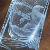 Rectangular vase in crystalline glass engraved Carabin