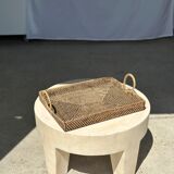 Rectangular Asian handmade basket with circular handle L:45 l:35