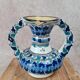 Artisanal Moroccan faience vase signed – blue & green decor