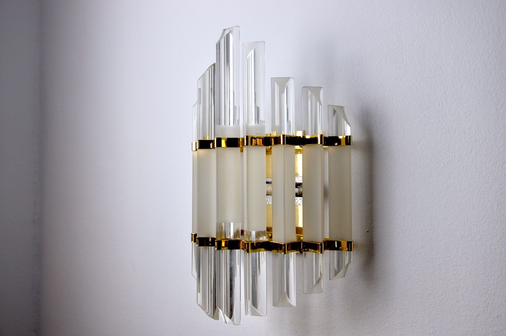 Venini wall lamp, triedri glass Italy, 1970
