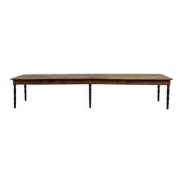 Table de ferme de 4 mètres en pin massif, vers 1900