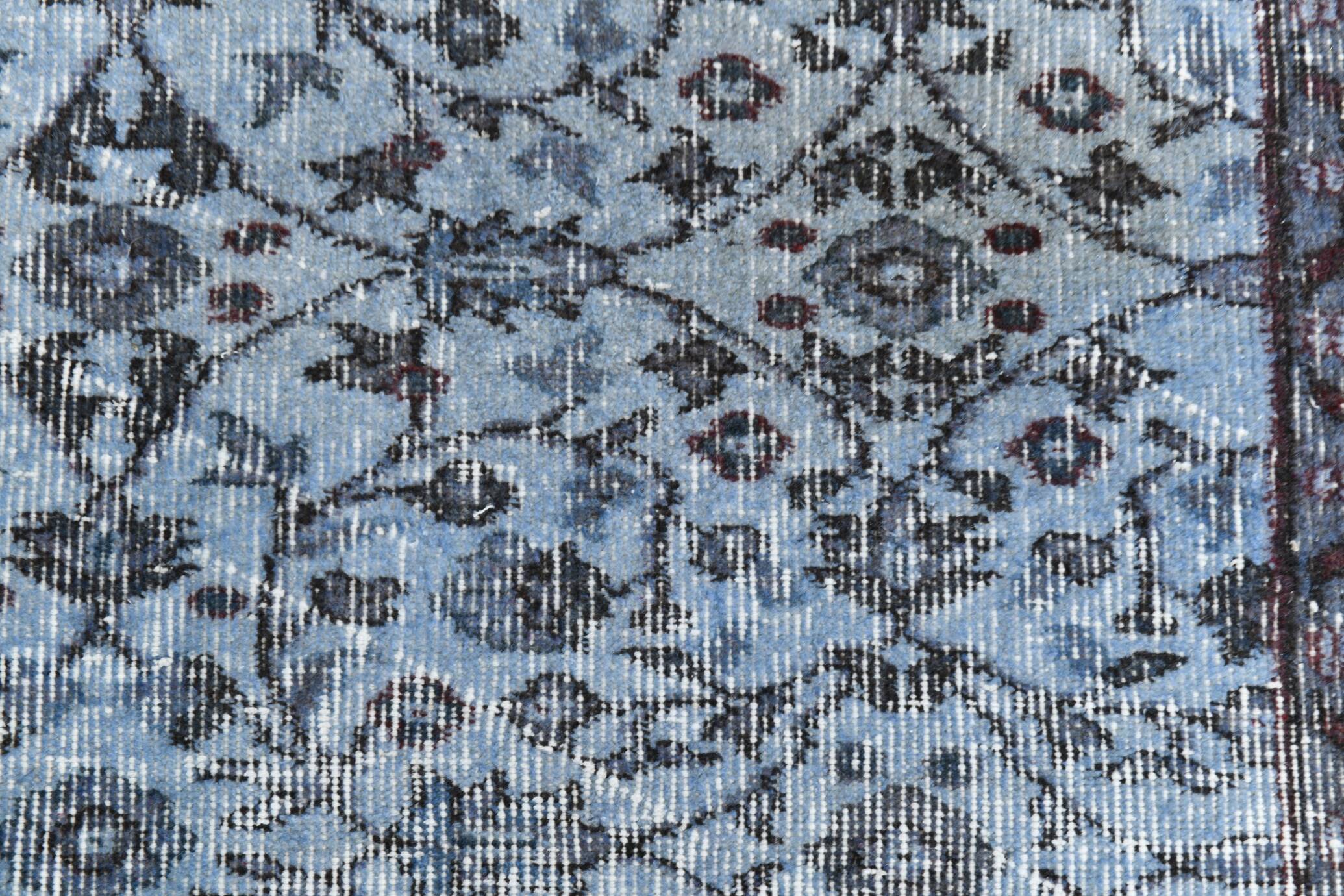 Turkish Rug All-Over Floral Pattern Light Blue Vintage Rug, 157x255Cm