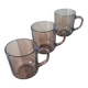 3 Arcoroc BP mugs in smoked glass