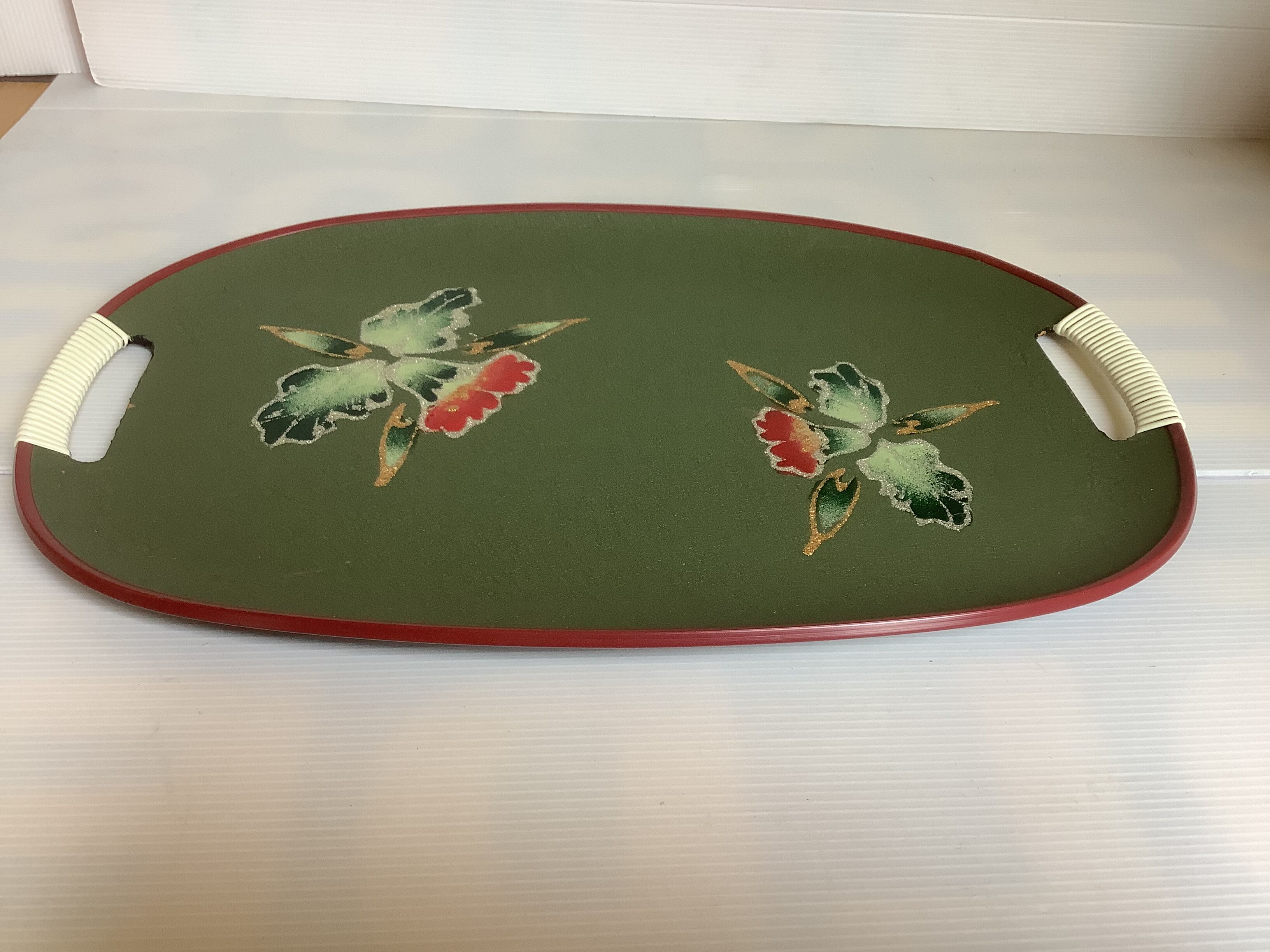 Glitter flower tray handles scoubidou Japan