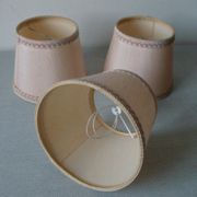 Set of 3 old lampshades pale pink model with clamp lamp chandelier applied retro deco