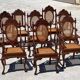 Ensemble de 6 fauteuils médaillon en bois tourné et sculpté fin XIXème