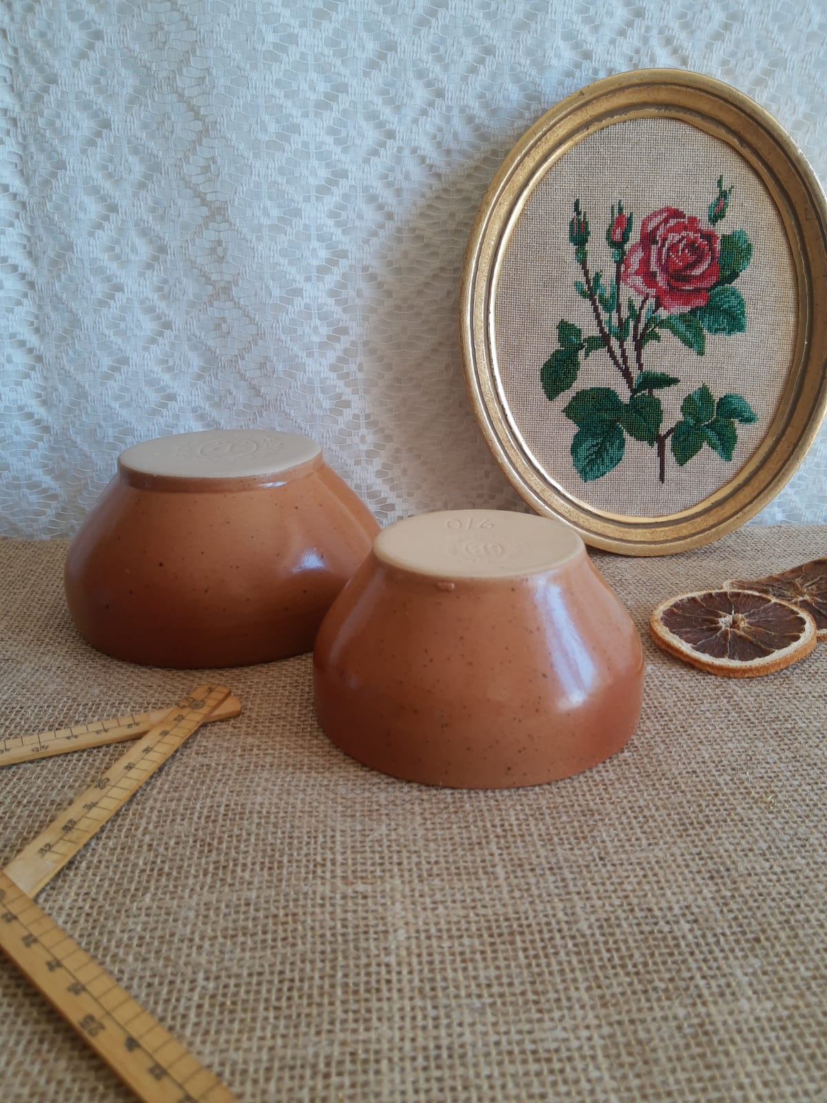 Set of two bowls sandstone pots Digoin France
